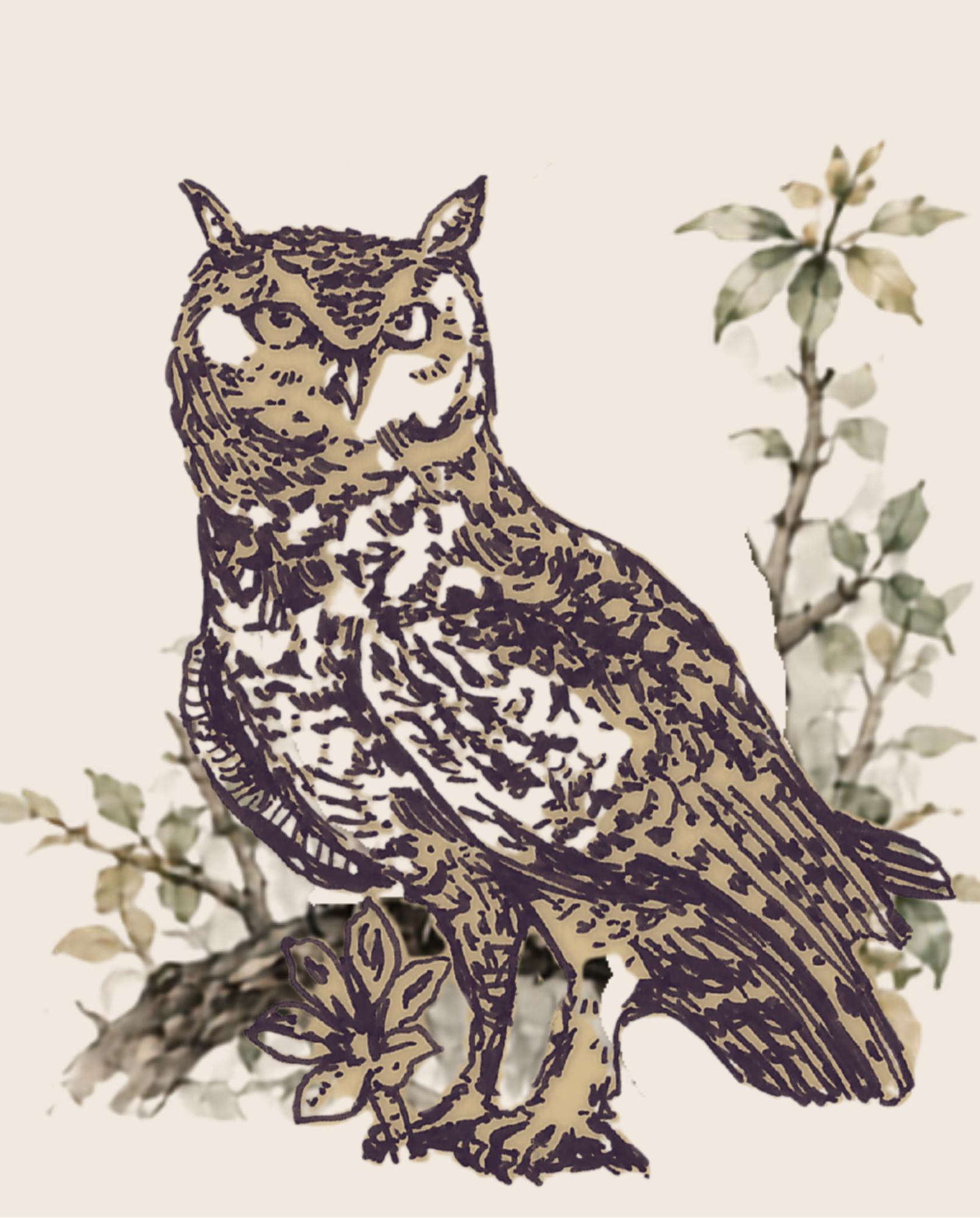 Nitida Cape Eagle Owl label illustration